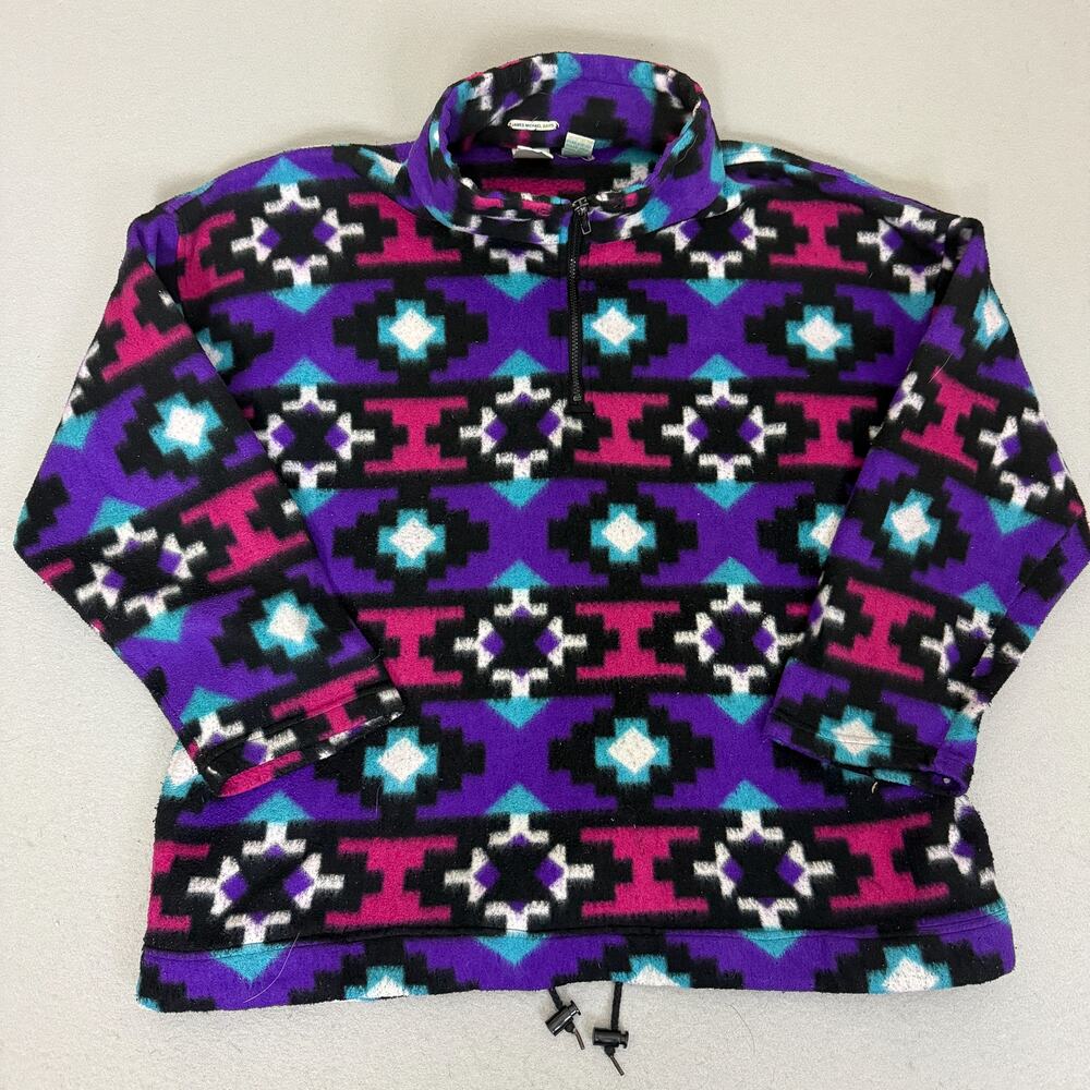 First Run Aztec Southwestern Fleece 1/4 Zip Pullover Jacket Adult Large